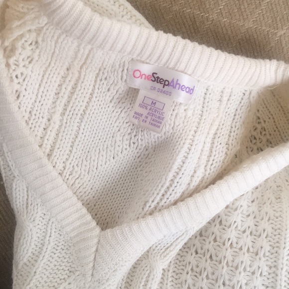 VINTAGE IVORY/Off White lacy look Sweater Size M - Picture 7 of 7